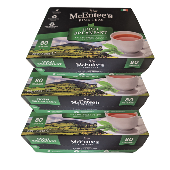 McEntee’s Irish Breakfast Biodegradable Teabags – Foil Wrapped for Freshness (80 Teabags)