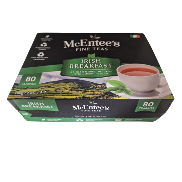 McEntee’s Irish Breakfast Biodegradable Teabags – Foil Wrapped for Freshness (80 Teabags)