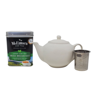 Caddy de té para desayuno irlandés & set de regalo tetera - ¡Té fácil para dos!