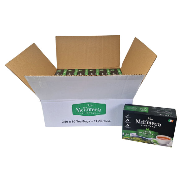 McEntee’s Irish Breakfast Biodegradable Teabags – 12 x 80 Foil-Wrapped Teabags (Case Pack)