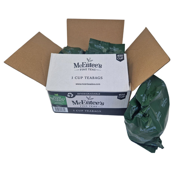 McEntee’s Irish Breakfast Biodegradable Teabags – 5 x 80 (400) Foil-Wrapped Teabags (Catering Pack)