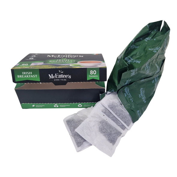 McEntee’s Irish Breakfast Biodegradable Teabags – Foil Wrapped for Freshness (80 Teabags)