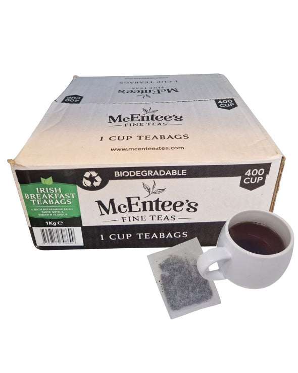 McEntee’s Irish Breakfast Biodegradable Teabags – 5 x 80 (400) Foil-Wrapped Teabags (Catering Pack)