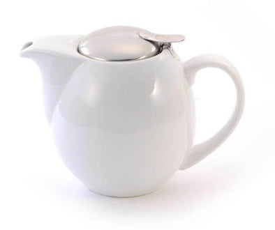 900ml Aran Mór Ceramic white Teapot Stainless Steel Lid Teapot with removable Stainless Steel Mesh Infuser for use with loose tea - McEntee's Tea